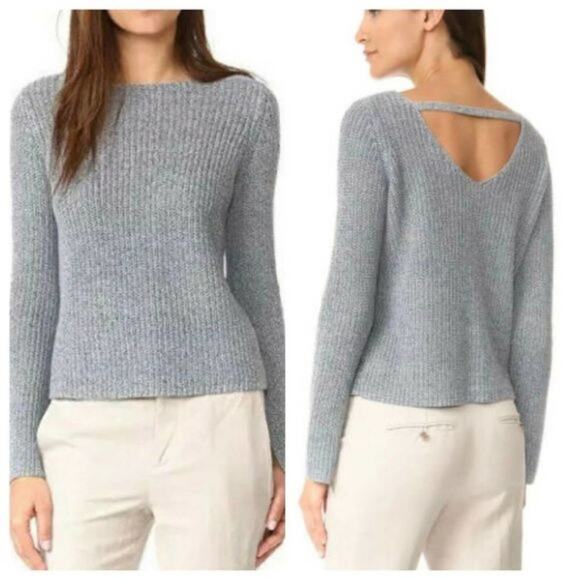 THEORY Lalora C Linen Cotton Blend Sweater In Light Echo Mix/Blue - Picture 2 of 7